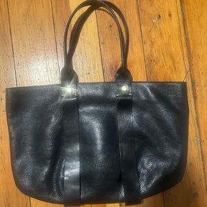 Claire V Tropezienne Tote Bag Black Leather